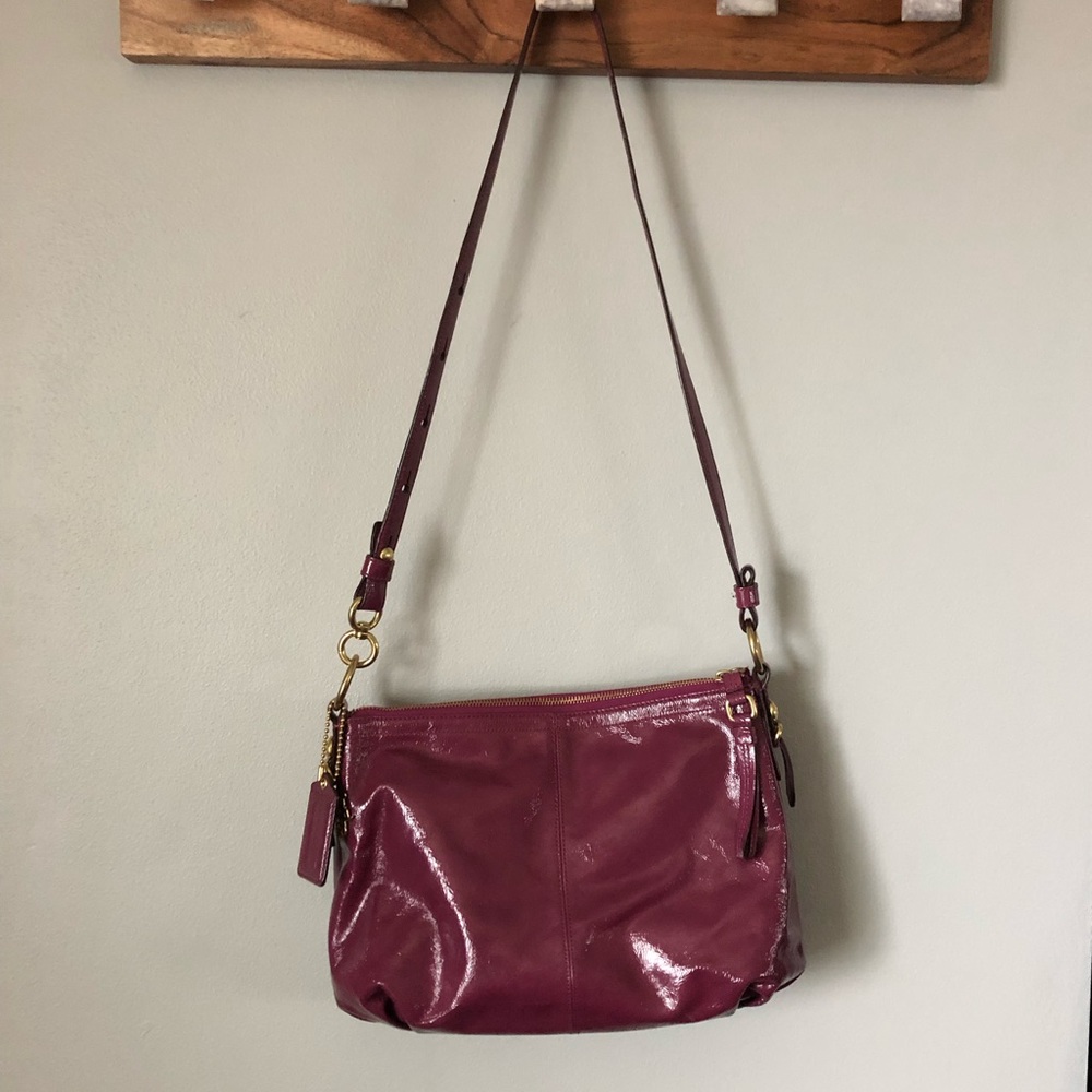 Coach purple patent leather crossbody/shoulder bag